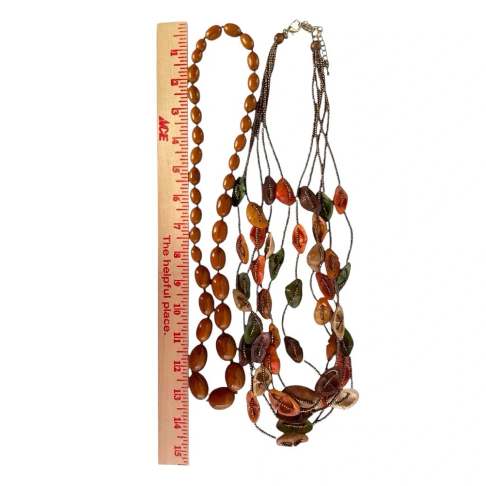 Multilayer Colorful Dyed Oval Natural Materials Boho Necklace - Picture 4 of 11